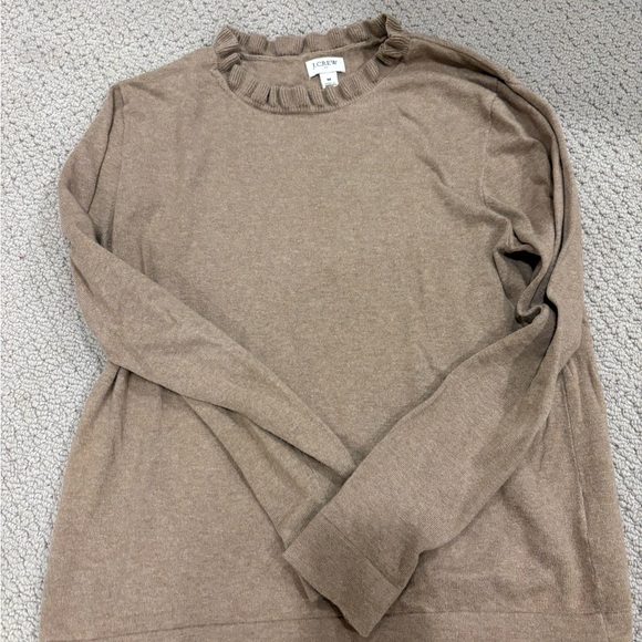 J. Crew Tops - J. Crew Tan Ruffle Neck Sweater
